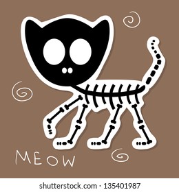 Illustration of a funny cat skeleton