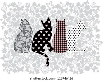 ilustración de gatos graciosos
