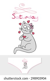 illustration of funny cats. days of the week