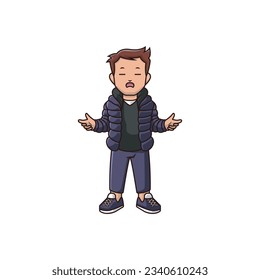 Illustration funny character with confused expression.