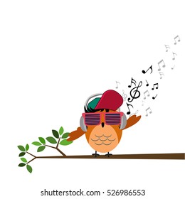 illustration of funny characters birds sing