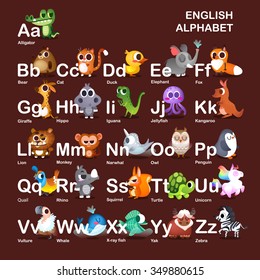 Illustration with funny characters. Children's alphabet. 