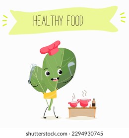 Illustration with funny characters Chinese cabbage, lettuce,  cabbage,peking,  spinach. Funny and healthy food. Vitamins, salad, cute face food, ingredients, vegetarian, vector cartoon, agriculture.