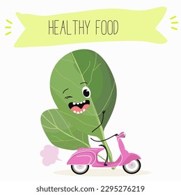 Illustration with funny characters Chinese cabbage, lettuce,  cabbage, peking, spinach. Funny and healthy food. Vitamins, salad, cute face food, ingredients, vegetarian, vector cartoon, agriculture.