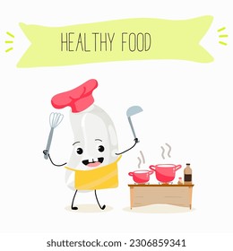 Illustration with funny characters of red and white beans. Funny and healthy food. Vitamins, cute face food, ingredients, vegetarian, vector cartoons, farming, raw materials.