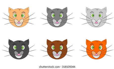 illustration of funny and cheerful cats in the childrens style.
