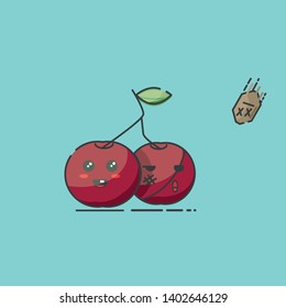 Illustration of funny cherry and dead ossicle