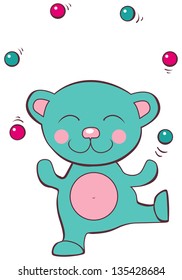 The illustration with funny circus bear