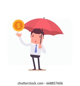 Illustration with funny clerk. Vector illustration on business and office employees. Business people