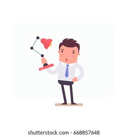 Illustration with funny clerk. Vector illustration on business and office employees. Business people