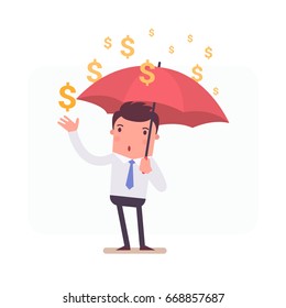 Illustration with funny clerk. Vector illustration on business and office employees. Business people