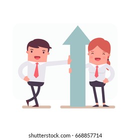 Illustration mit lustigen Angestellten. Vektorgrafik zu Geschäfts- und Büroangestellten. Geschäftswelt