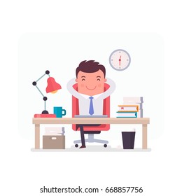 Illustration with funny clerk. Vector illustration on business and office employees. Business people