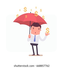 Illustration with funny clerk. Vector illustration on business and office employees. Business people