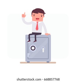 Illustration with funny clerk. Vector illustration on business and office employees. Business people