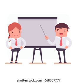 Illustration with funny clerk. Vector illustration on business and office employees. Business people