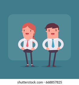 Illustration with funny clerk. Vector illustration on business and office employees. Business people