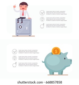 Illustration with funny clerk. Vector illustration on business and office employees. Business people