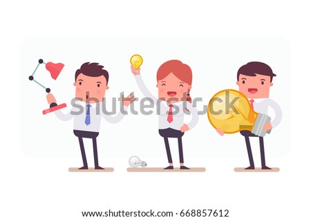 Illustration with funny clerk. Vector illustration on business and office employees. Business people