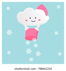 Illustration of the funny cloud scatterring the snow. Seasonal weather image