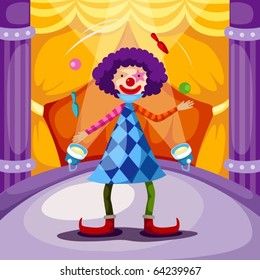 illustration of  funny clown juggling