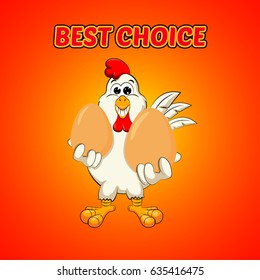 Illustration Funny cock keeps eggs Vector illustration