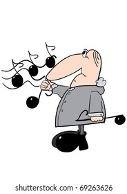 Illustration of a funny composer with music notes
