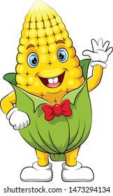 illustration of funny corn cartoon character