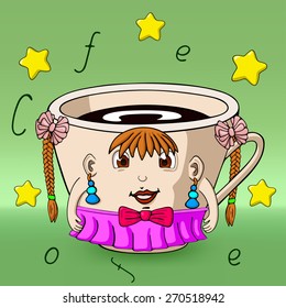 Illustration of funny cup of coffee