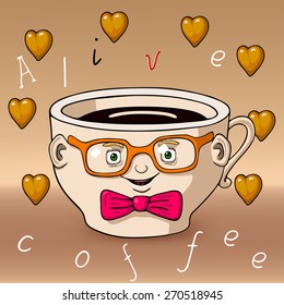 Illustration of funny cup of coffee