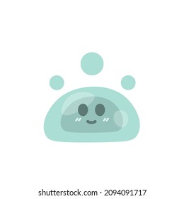 illustration of a funny, cute, and adorable green slime monster. jelly monsters. character. flat cartoon style. vector design. emoji, sticker, element