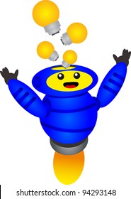 illustration of funny and cute blue robot
