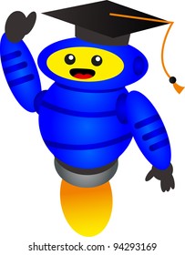 illustration of funny and cute blue robot