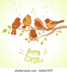 illustration of funny and cute characters sparrows
