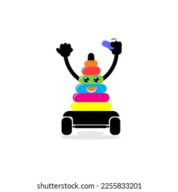 Illustration of a funny and cute Ring Donut stacking toy suitable logo,graphic designs,illustration,icon,vector,silhouette,line art,monogram,for business


