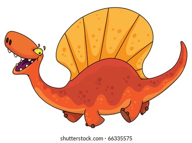 illustration funny dinosaur dimetrodon