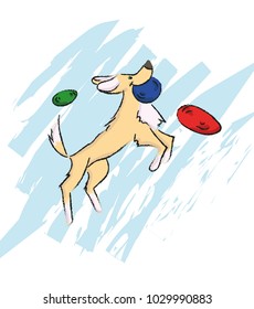 Illustration of a funny dog. T-shirt print. Picture for the opening.  For card. Vector illustration.