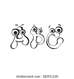 Illustration of funny doodle abc letters isolated on white background