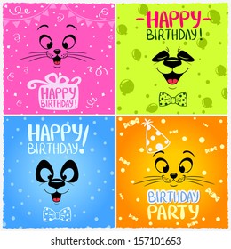 Illustration with funny emoticon happy birthday