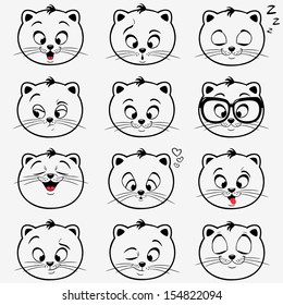 illustration of funny emoticons kittens