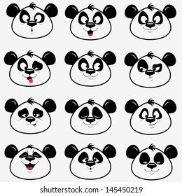 illustration of funny emoticons panda