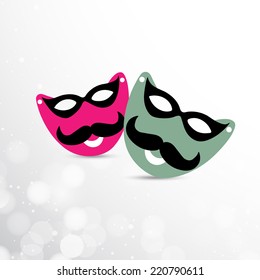 Illustration of funny faces of Ravan on seamless white and grey background.