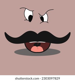 illustration of funny facial expressions and thick mustache