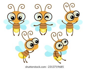 Illustration of a funny firefly in a cartoon style