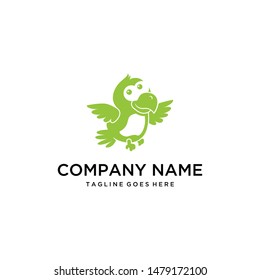 Illustration funny flying parrot bird icon for children's clothing logo design