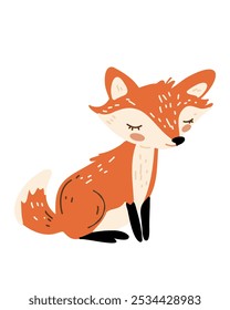 Children’s illustration of a funny fox cub with big ears.