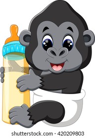 illustration of Funny gorilla cartoon