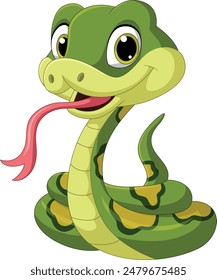 Illustration of funny green snake