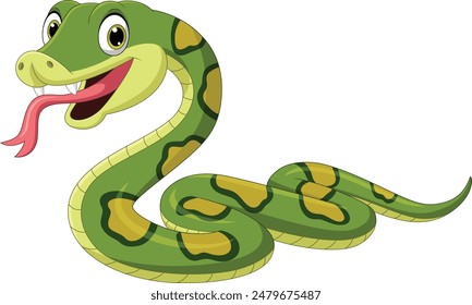 Illustration of funny green snake