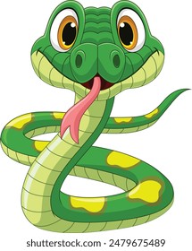 Illustration of funny green snake